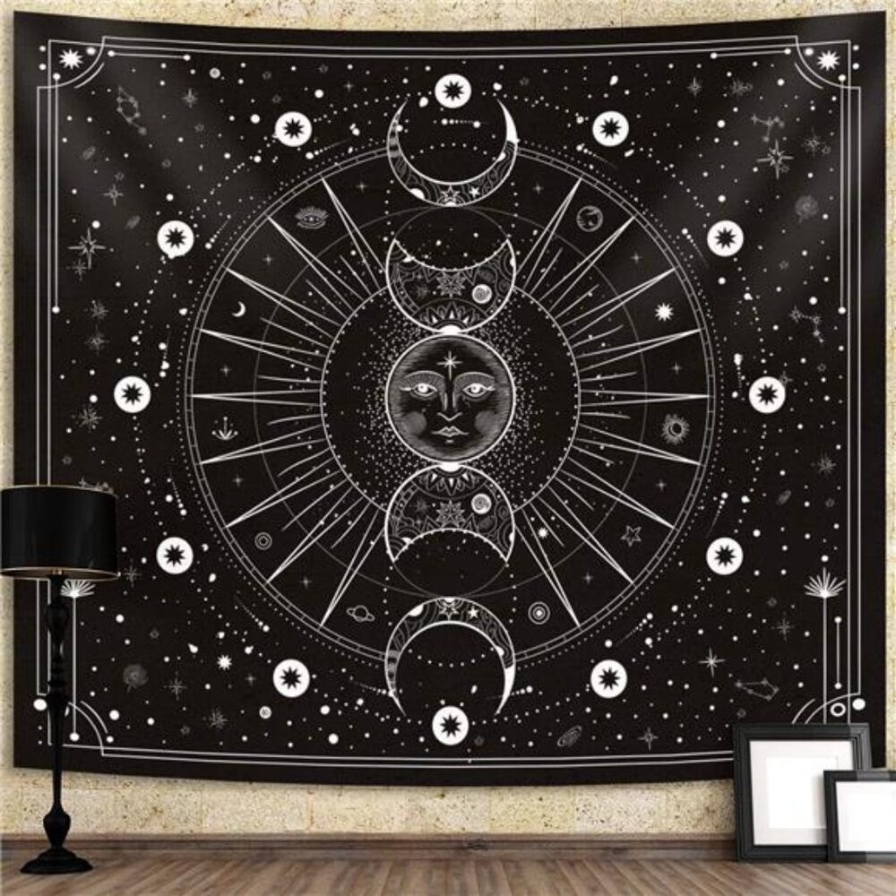 Space Tapestry Wall Hanging Sun Moon Stars Space Psychedelic Tapestries Wall